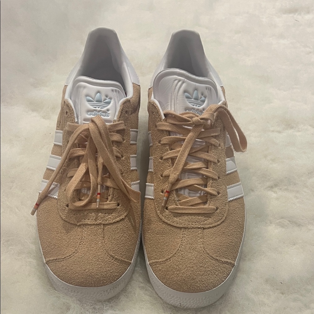 Adidas Beige and White Classic Sneakers